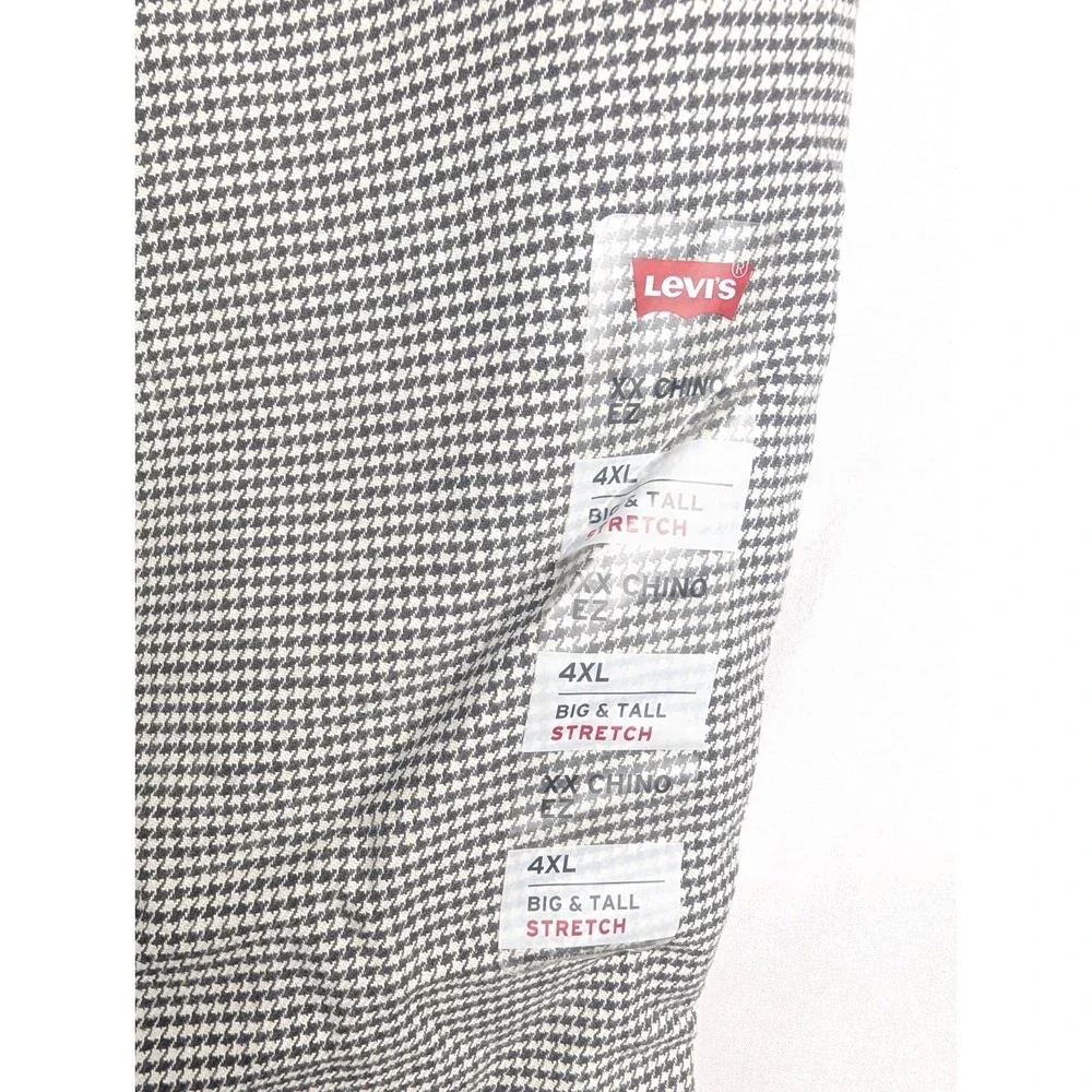 Levi's XX Chino EZ Taper Pants Mens 4XL Black White Houndstooth Stretch Big Tall